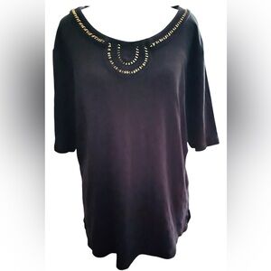 Elegant Black Women's Top with Gold Accents